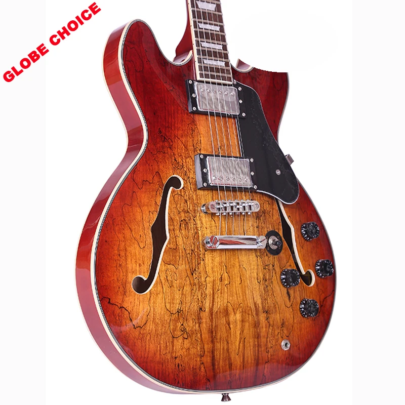 QUALITY SEMI HOLLOW BODY ELECTRIC GUITAR FLAMED OEM