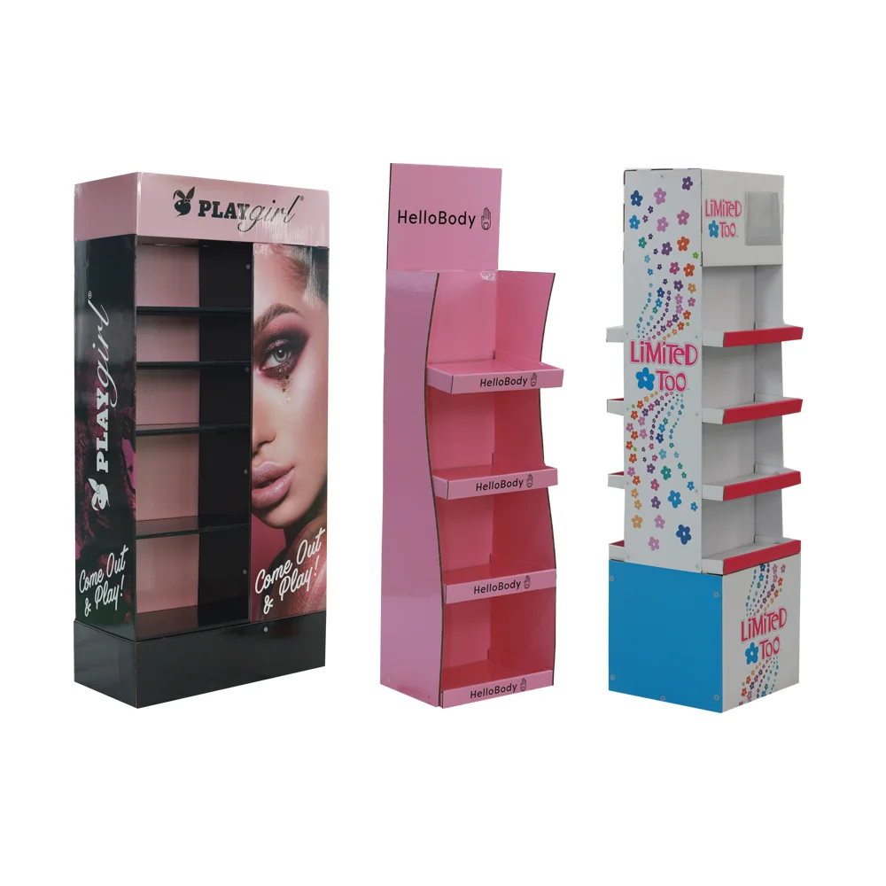 Print Cardboard Floor Display Stand Manufacturer Corrugated Cardboard Promotion Display Rack Paper Floor Display For Retail Food