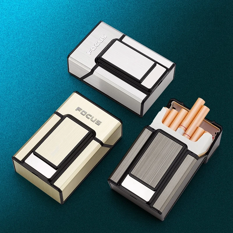 KY 2 in 1 Usb Rechargeable Lighter Portable Slim Electronic Blank Metal Vintage Cigarette Case for Man