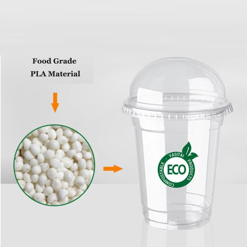 Disposable Round Bottom Boba Tea Cup Biodegradable Compostable PLA Clear Cold Cup