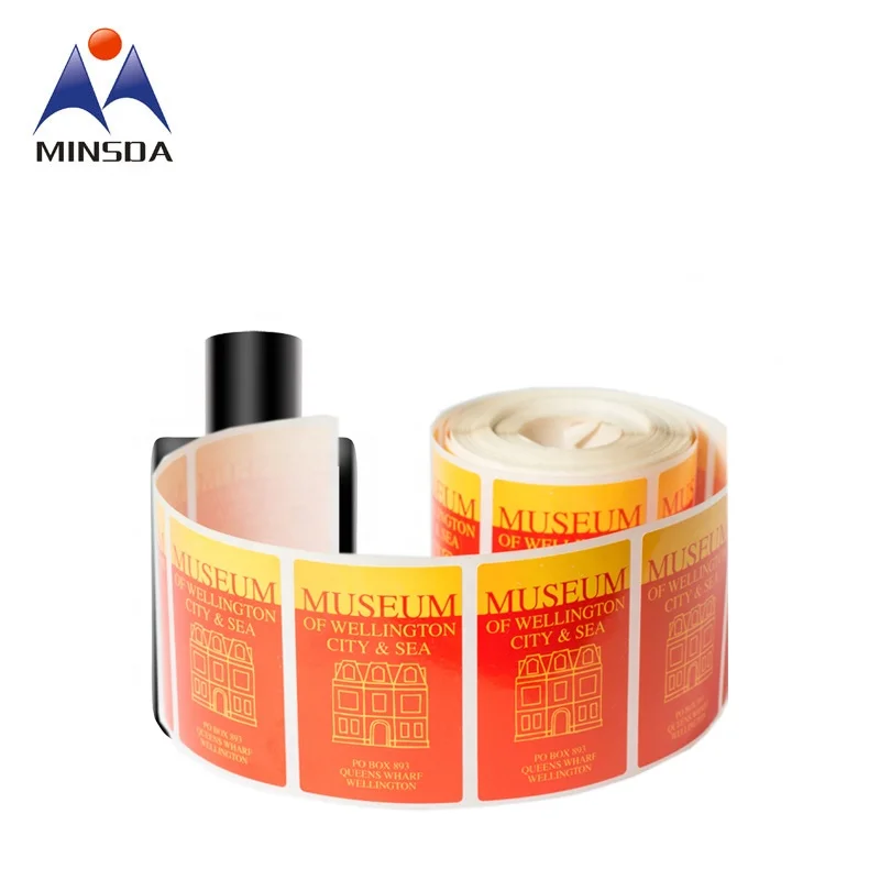 Minsda Custom Logo Printed Cosmetic Adhesive Label UV Gold Foil Sticker Perfume Glass Plastic Bottle Label