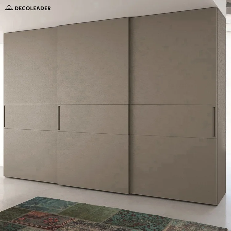 Luxury Wardrobe Cabinet Design Partition Wardrobe Closet with Wood Veneer Overlay Sliding Doors
