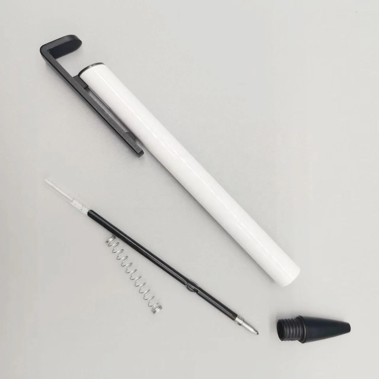 Ready to ship wholesale white metal sublimation blank ballpoint pens with shrink wrap for sublimation printing