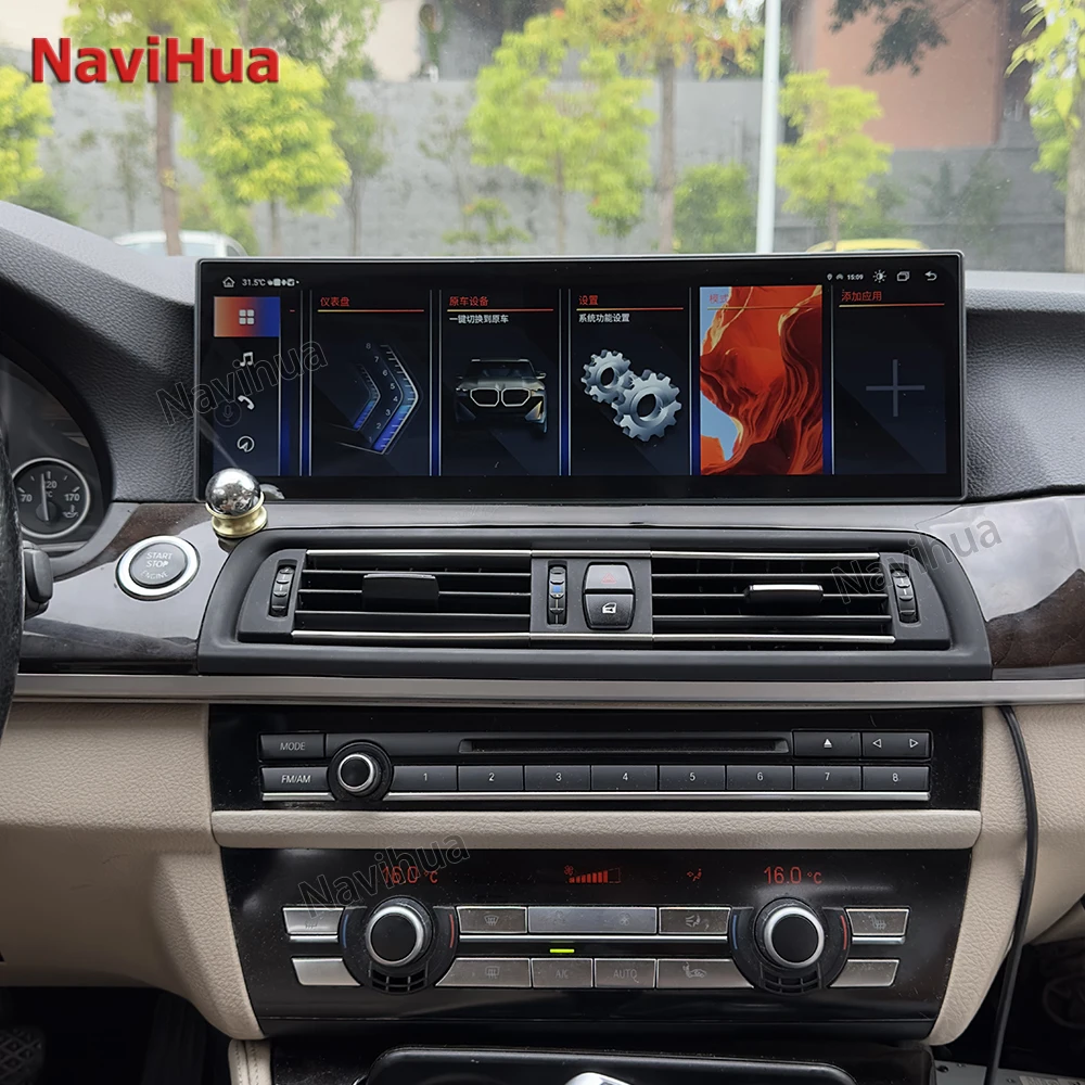 NaviHua For BMW 5 Series F10 Upgrade 14.9 Inch Touch Screen Multimedia Android Car Radio Digital AC Control Screen Air Condition
