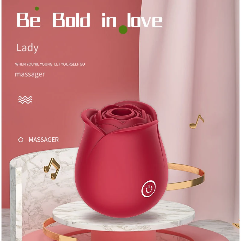 Sheyay Red Rose Shaped Suction Couples Sex Toy Vibrator Flower Adult Products Sexual The Sucking Rose Vibrator For Women