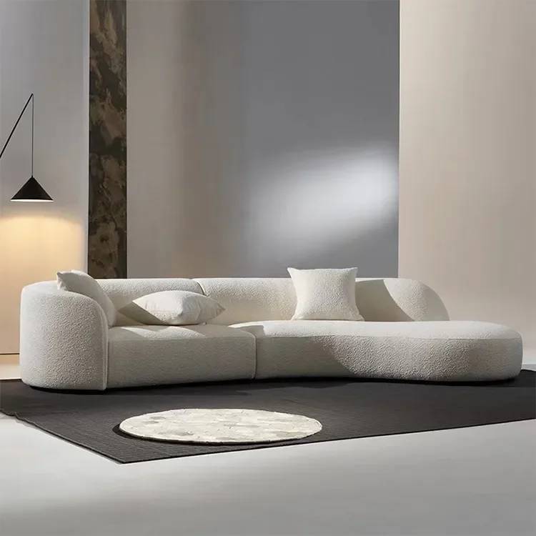 Italian cloud velvet sofa set shaped curved light luxury  modern corner sofa bed