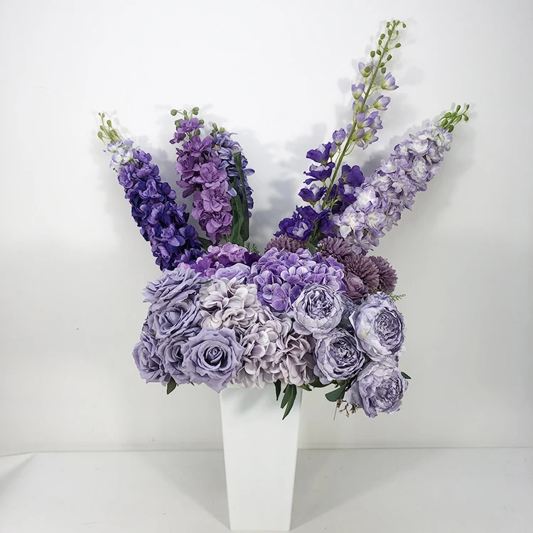 P-016 Wholesale Purple Series Bouquet Orchid Flower Silk Hydrangea Rose Peony Wedding Decoration Supplies Artificial Flower