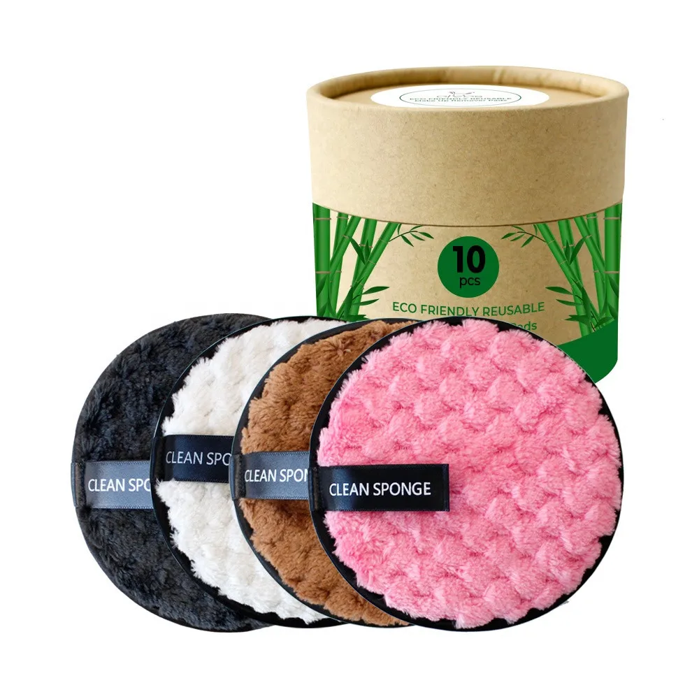 Hot selling in Amazon 2 or 3 layer Gentle Exfoliation Round double Microfiber Reusable Makeup Remover Pads