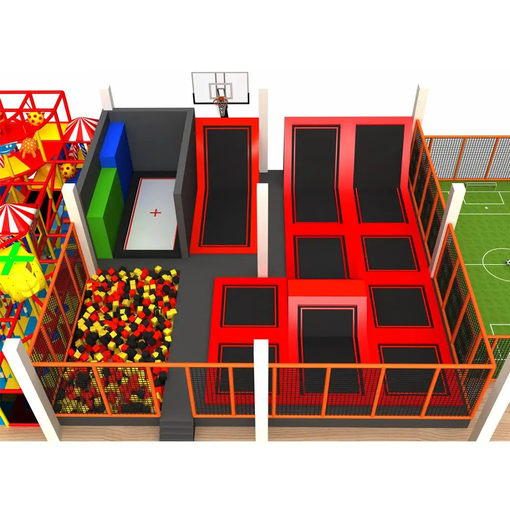 Children Indoor Playground Toddler Play Area Trampoline Park with Miniature Football Pitch