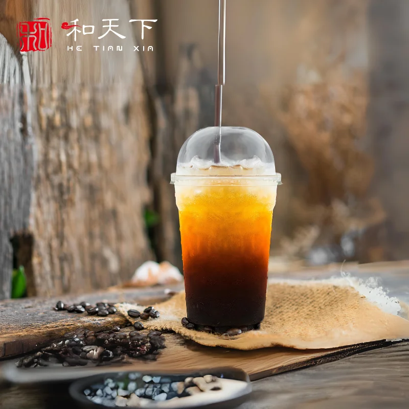 Disposable polypropylene cup bubble tea clear cup Custom plastic pet/pp cups with lid and straw for coffee
