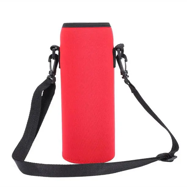 Factory Direct Waterproof Neoprene Water Bottle Bag Sleeve Holder With Adjustable Shoulder Strap Insulator Carrier Bag