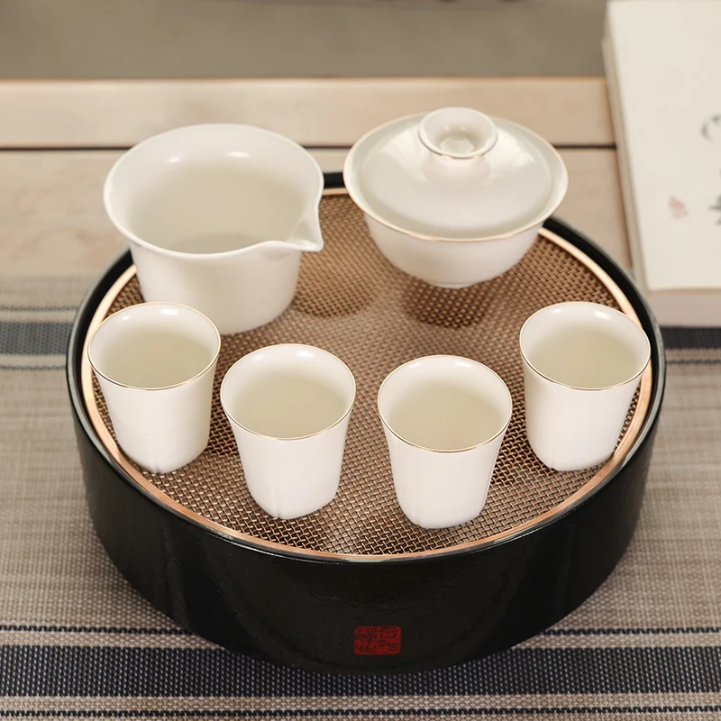 Chinese Outdoor Jade Porcelain Teacups and Teapot China Tea Set Gift Box Japanese Travel Ceramic Portable Kungfu Tea Sets