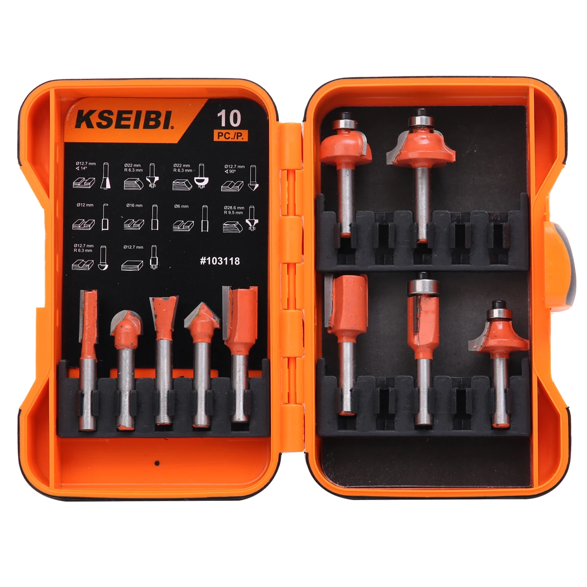 KSEIBI Router Bit Set 10-PC  Wood Milling Cutter 1/4' Shank
