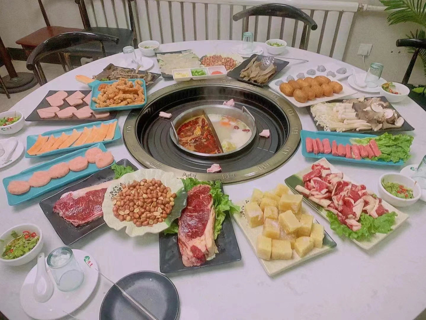 2 In 1 Korean BBQ Grill High Quality Smokeless Integrated Barbecue Hot Pot Table Shabu Shabu Table