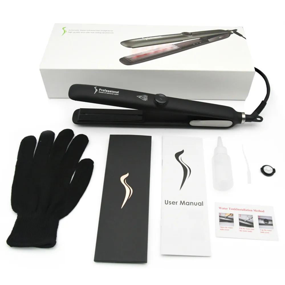 private label professional steam infrared hair straightener steampod vapor hair iron straightening flat Iron steam straightener