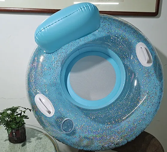 Factory sales inflatable  ransparent with glitter Inflatable Float  Pool Lounge Float beach mat for Adults swimming pool