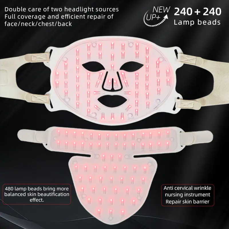 Factory Supply Flexible Silicone Led Face Neck Mask Red Light Photon Therapy Mask Skin Rejuvenation Anti-aging Led Facial Masks