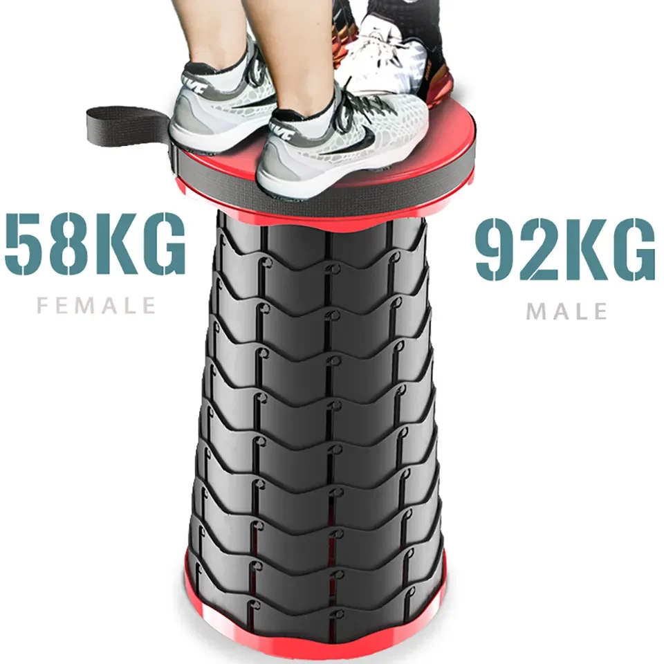 Portable Telescopic Stool with Retractable and Adjustable Legs - Lightweight and Sturdy for Camping and Outdoor Activities