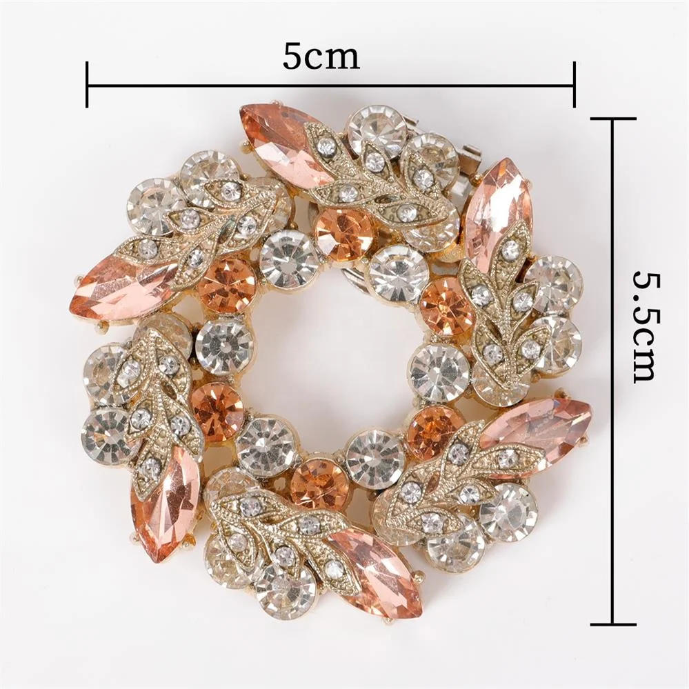 Wholesale Gold Zinc Alloy With Bling Rhinestone Round Shoe Decoration Clips For Women Shoe