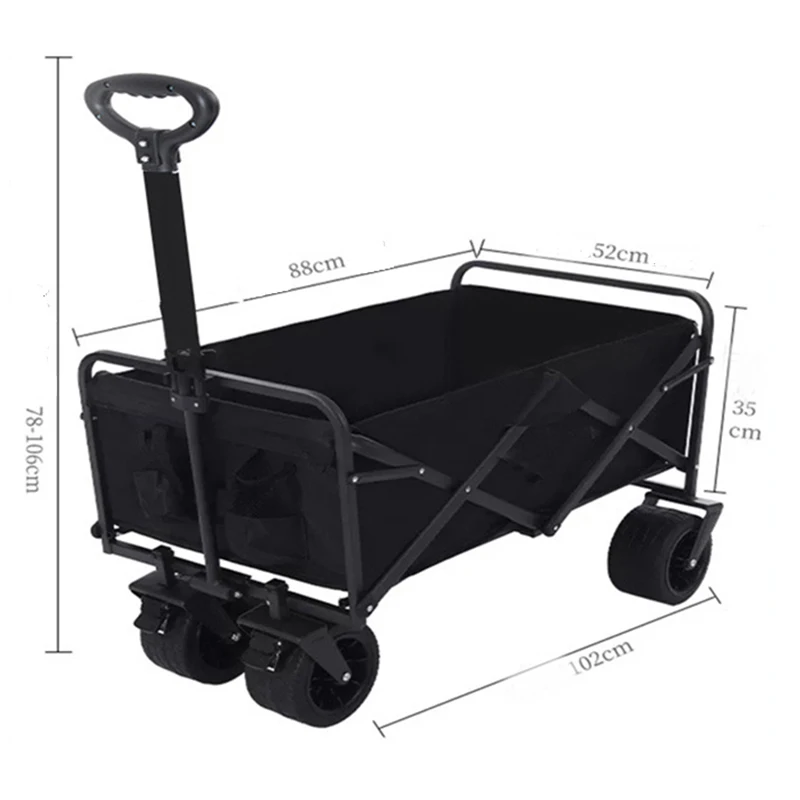 Entai Portal Folding Collapsible Wagon Utility Outdoor Camping Beach Cart Garden Park Trolley 4 Strong Wheels Adjustable Handle