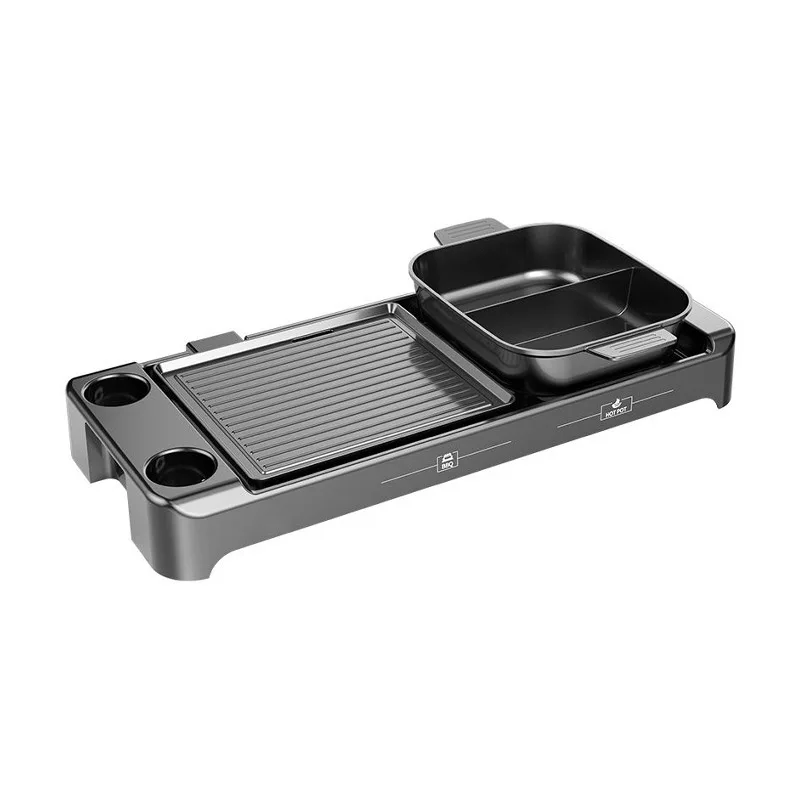 Non-Sticking Multifunctional Five Levels Temperature Control Indoor BBQ  Hotpot Stove Electric Grill Pan