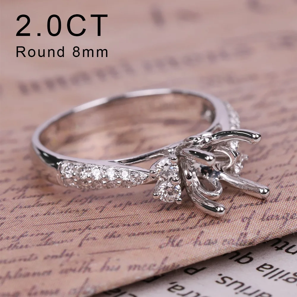 JDCR569 Abiding Wholesale 4 Prongs 9K 10K 14K 18K Solid Gold Semi Mount Wedding Ring Blank Setting For Inlay