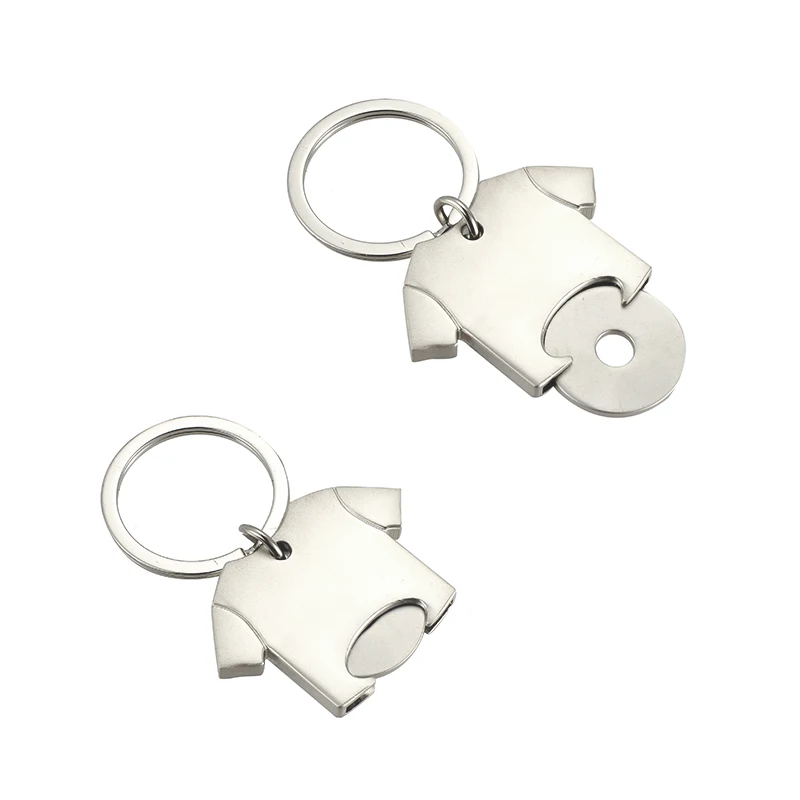 Promotional Metal Blank Trolley Keychain Stainless Steel Sublimation Shopping Carts Coin Key Chain