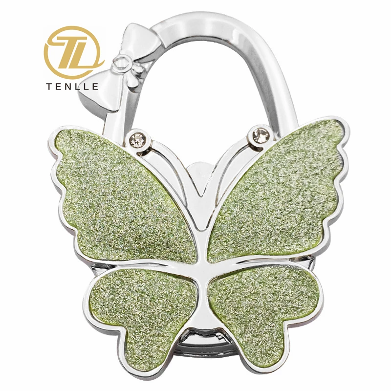 Colorful shimmery butterfly bag hanger creative traceless non-slip hanging bag hook table top folding zinc alloy hook