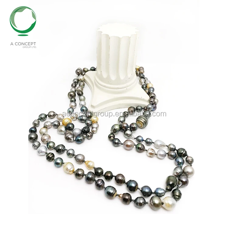 Лидер продаж, разноцветное ожерелье из таитянского черного жемчуга толщиной 8-13 мм, 160 см