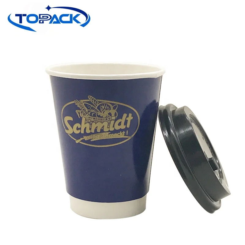Eco Friendly Disposable Double Wall Kraft Brown White Coffee Paper Cup With Lids For Hot Cold Drink