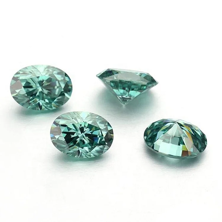2024 Professional GRA High Quality Fancy blue green Moissanite Diamond Jewelry Loose 5x7mm7x9mm Oval Shape