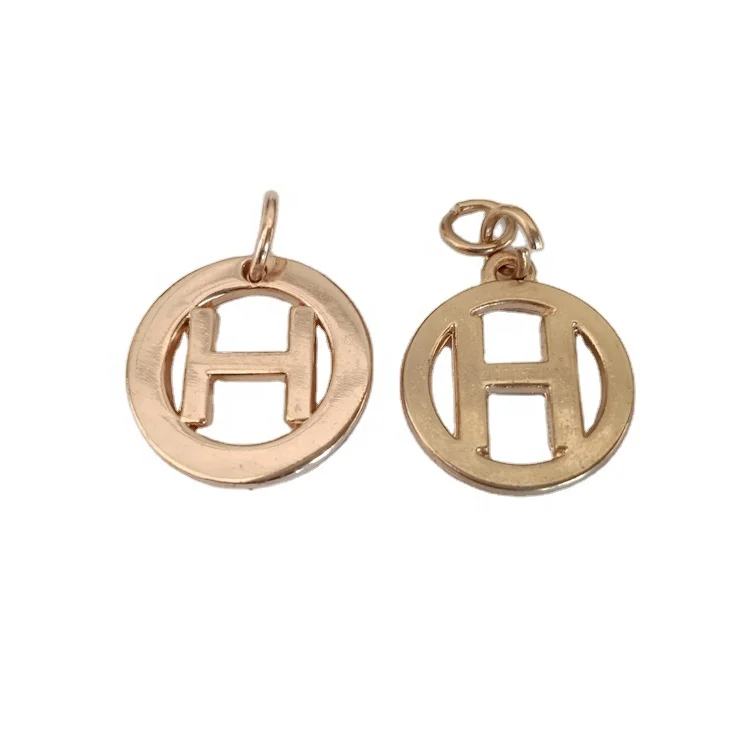 circular round ring with double-H M F G C English alphabet letter metal zipper slider puller pendant head pull parts