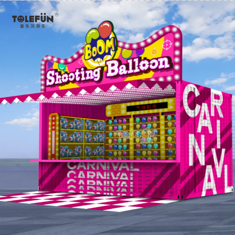 Tolefun New Style Art Creativity Decor Carnival Booth Games Full Side Open Door Ticket Fair Game Center Booth Container Funfair