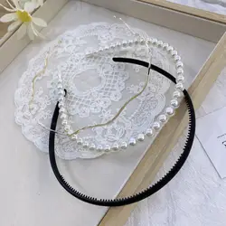 A20110208 Hair accessories set Korea designs handmade pearl pure color hairbands set girls headband women 2020