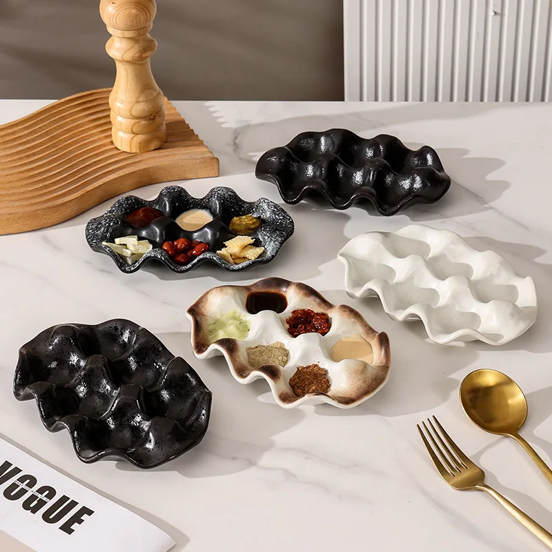 Creative Irregular Design Ceramic Sauce Dishes Dipping Bowls Serving Dishes for Dip,Ketchup,Mayonnaise,Salsa and Tartar