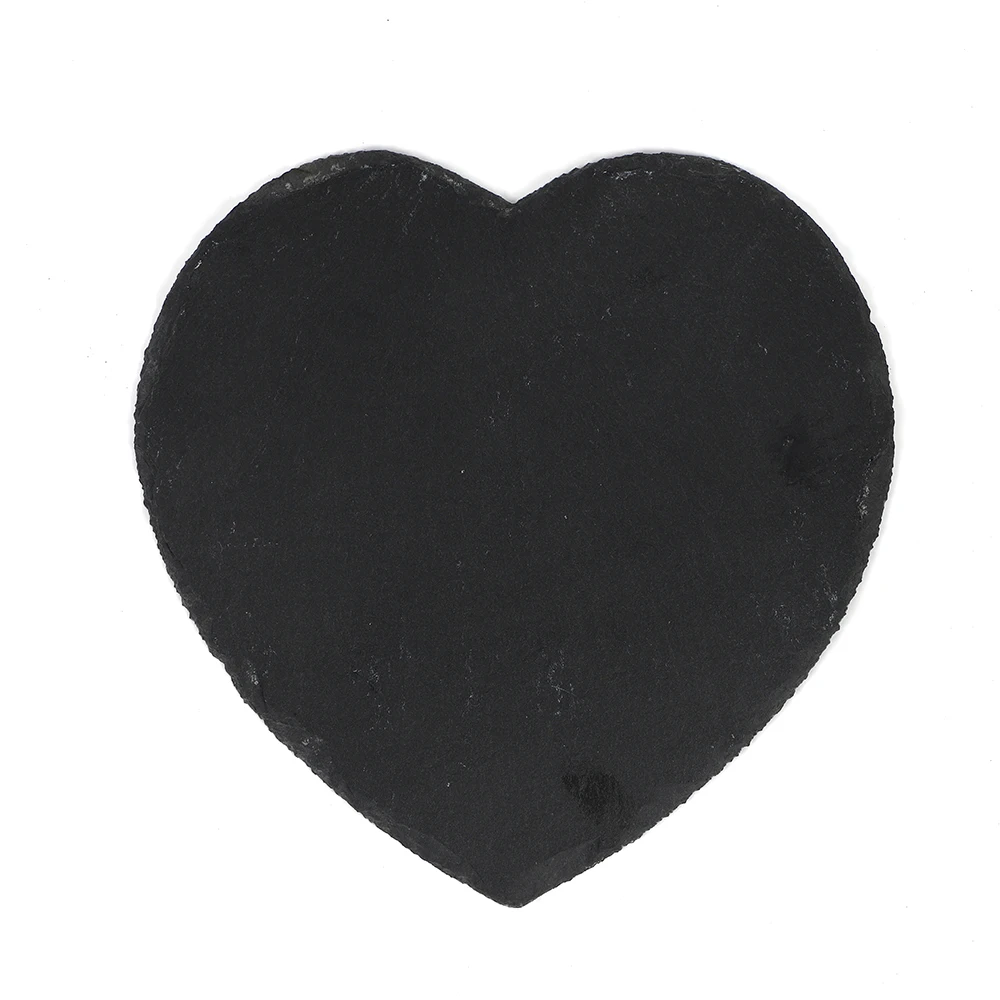 10*10cm Non-Slip Sublimation Slate Coaster Square Round Heart Slate Coaster Sets  Engraving Drink Slate Stone Bulk Coasters