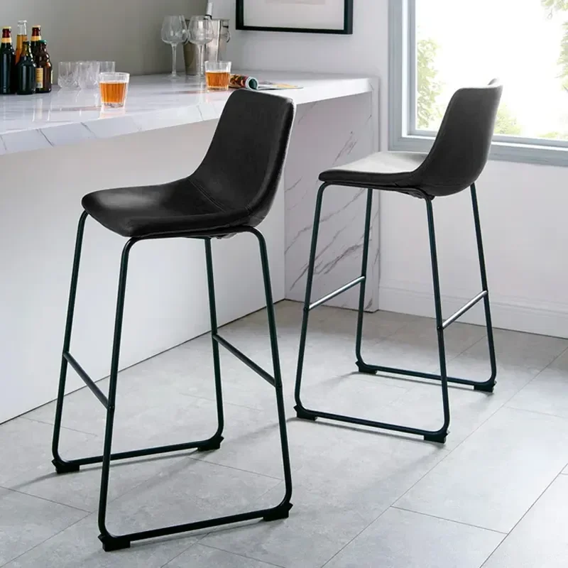 Hot Sale Metal Frame Leather Cushion Seat High Stool Bar Chairs Counter Height Bar Stools For Restaurants