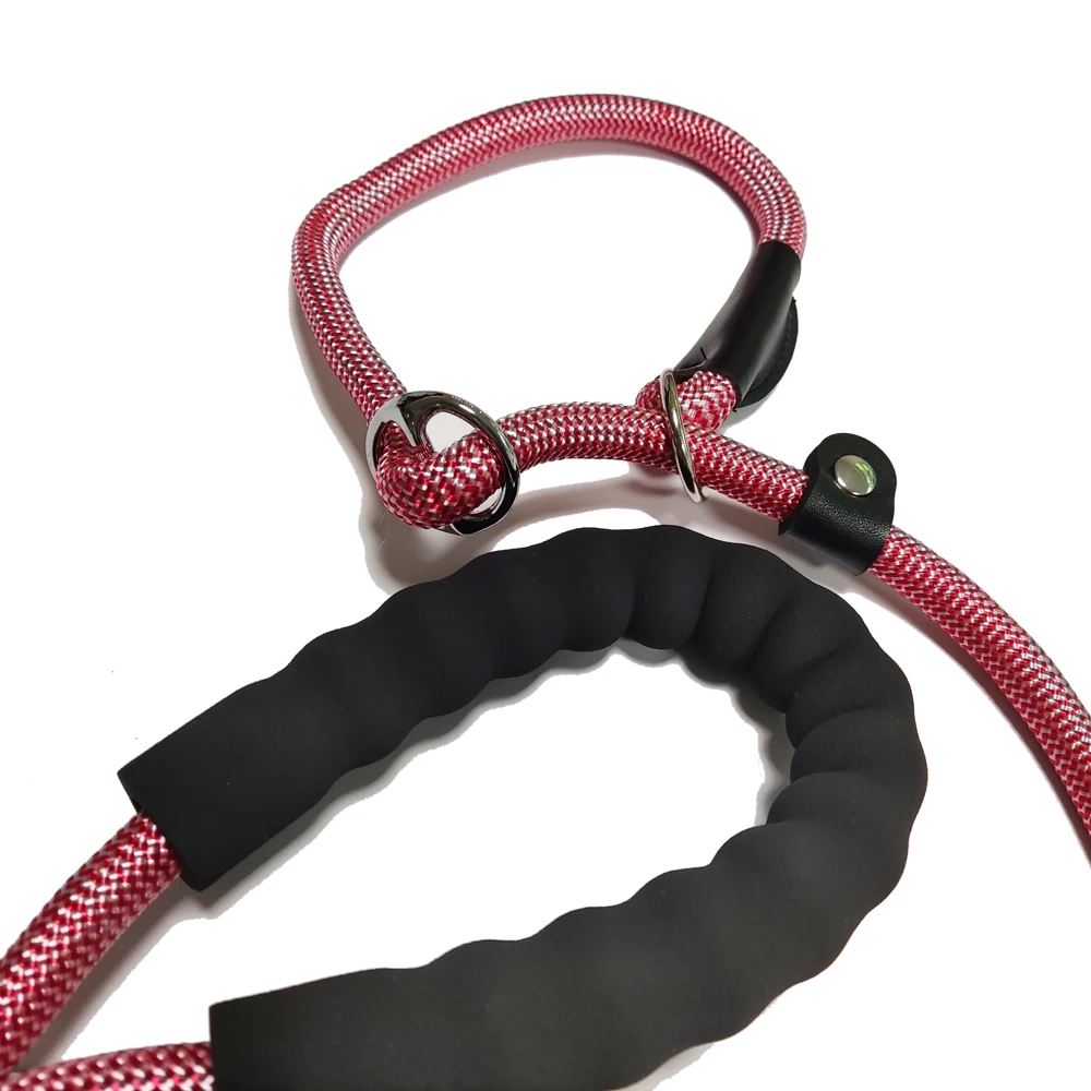 Custom design color luxury Nylon Round Rope durable tactical Pet Dog Collar and Leash Set Adjustable For Pet Dogs