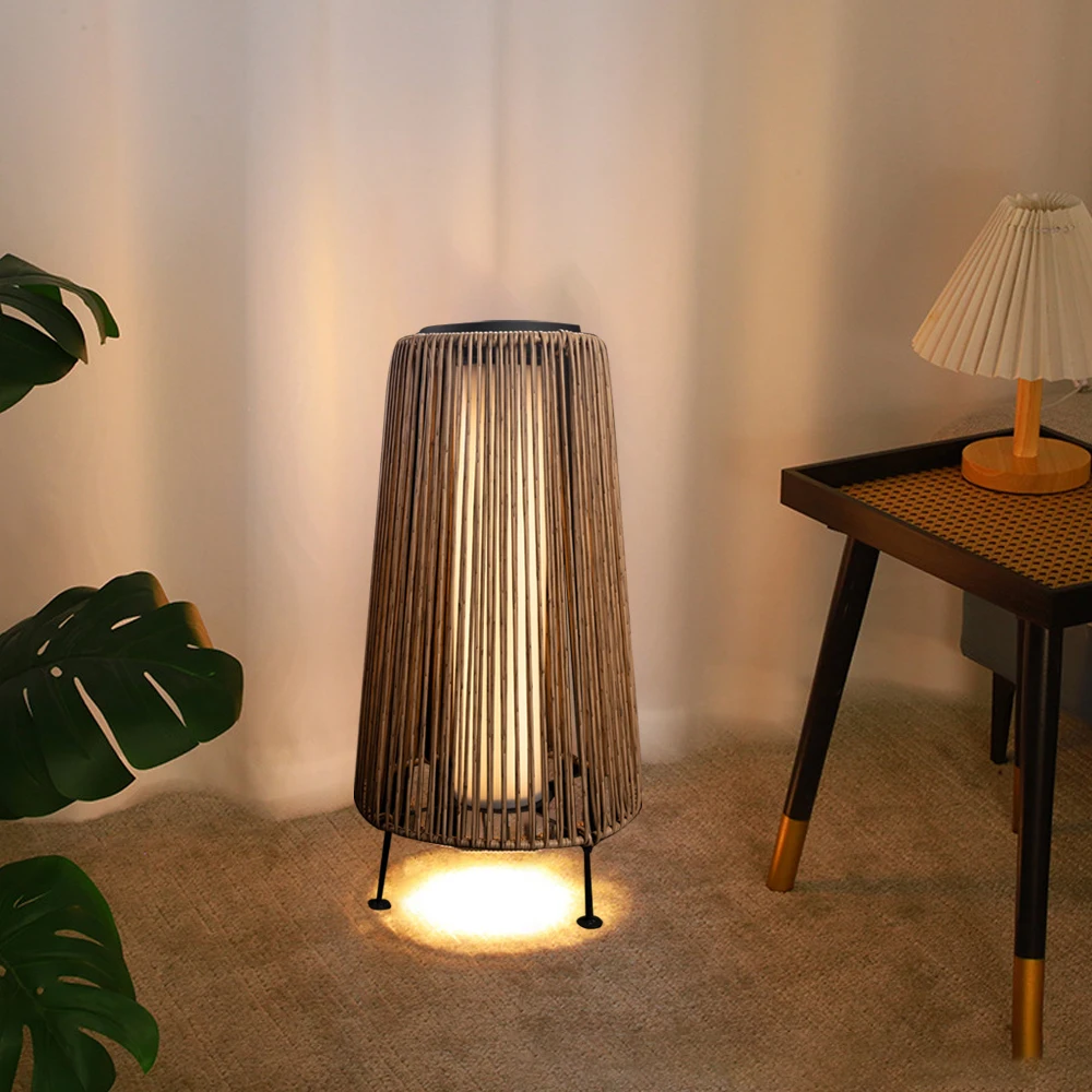 Solar Rattan Garden Lights Outdoor Patio Deck Lighting LED Solar Powered Backyard Outdoor Lamp Lantern Led Waterproof Table