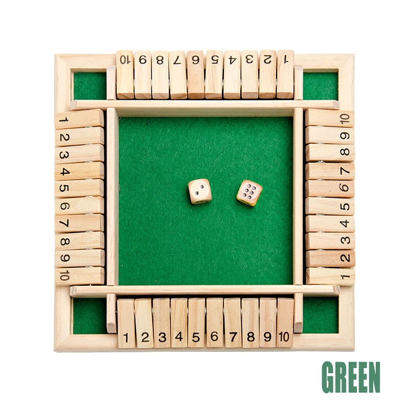 Shut the Box Game Wooden Board Number Drinking Dice Toy Family Traditional Table Mat Game Dice for Kids and Adults