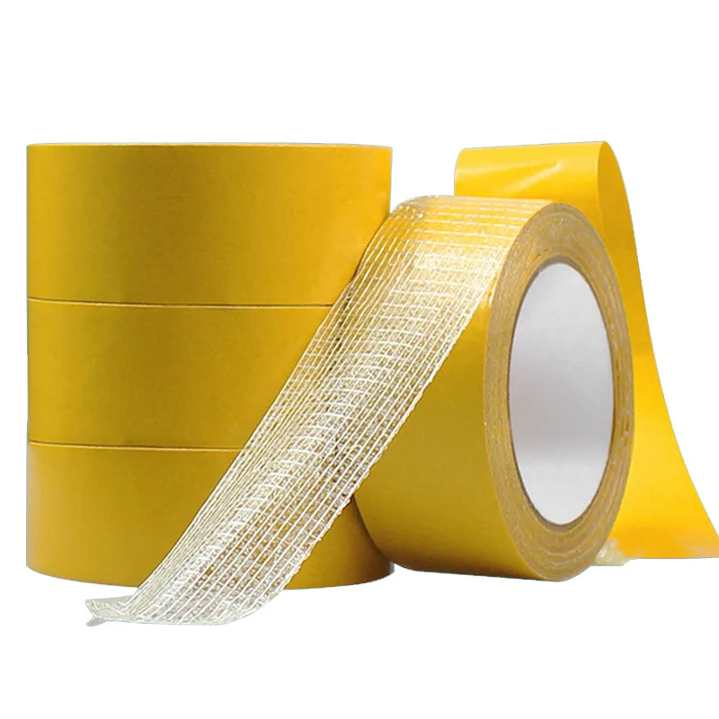 200um 205um  Synthetic Rubber Acrylic Adhesive Double Sided Mesh Fiberglass Filament Tape For Floor Plastic Articles Textiles