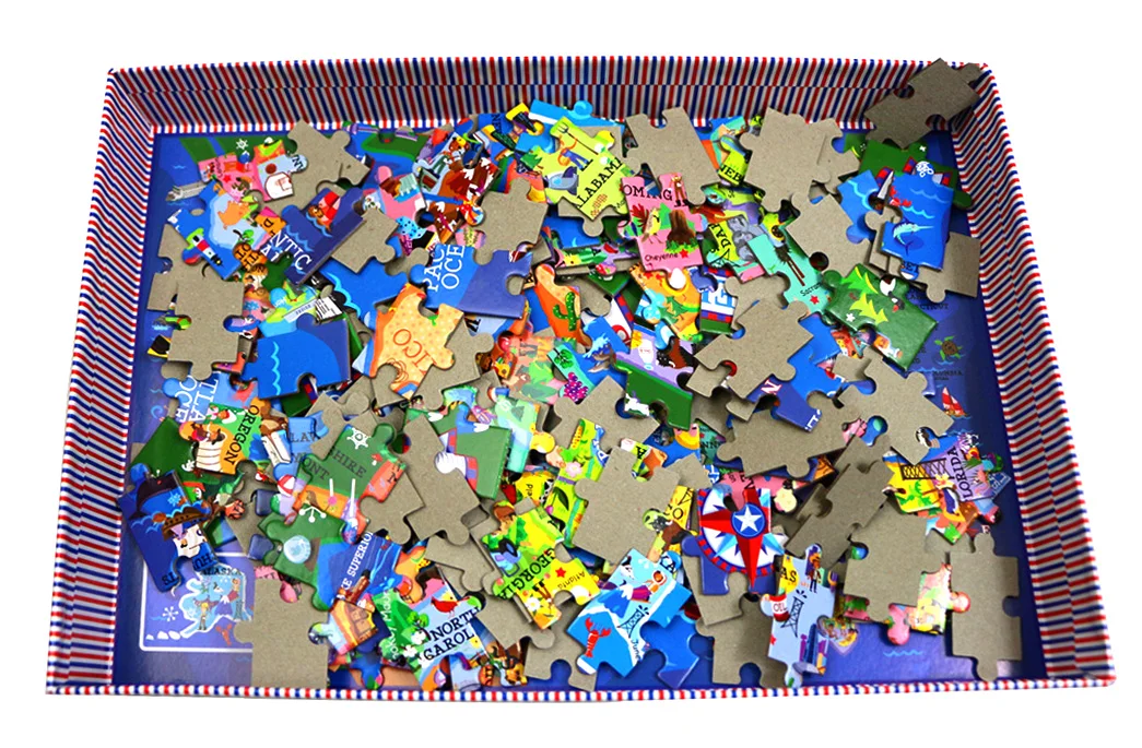 wholesale Custom Educational Kid World and USA Map 200 Pieces Paper Jigsaw Puzzle