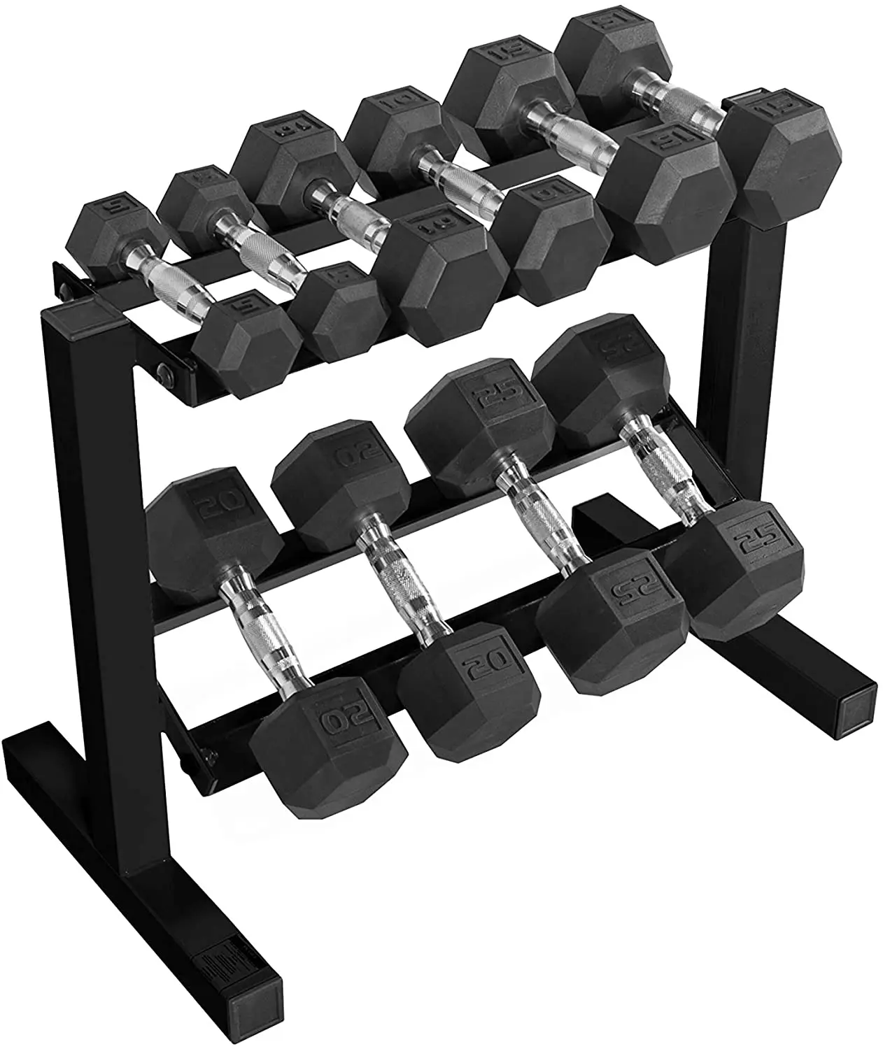 Hex Rubber Dumbbell with Metal Handles Exercise Heavy Workout Dumbbells Workout Weights