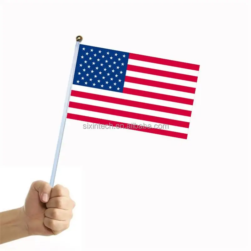 
The Small 14X21CM United States Handing Flag America Hand Flag Flying USA Hand National Flag With Pole 