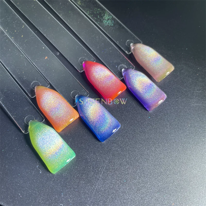 Sheenbow 3d rainbow holographic magnetic nail pigment holo cat eye powder