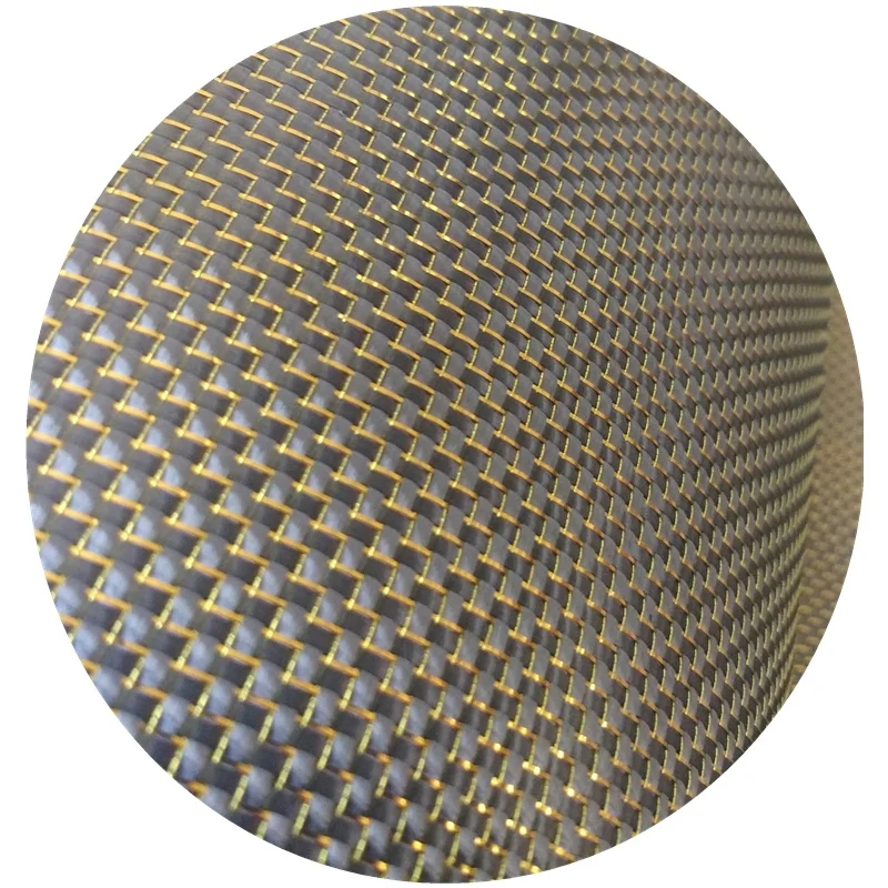 Gold wire mixed with carbon fiber plain weave gold plain metallic thread