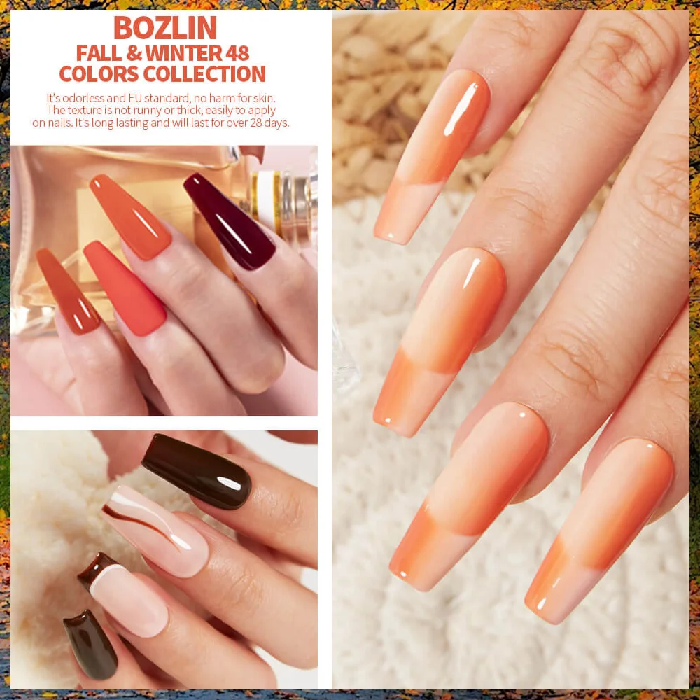 BOZLIN Private Label 24 Colors Gel Nail Polish Kit OEM Gel Polish Set Kit UV Gel Nail Polish 10 ml for Autumn Winter