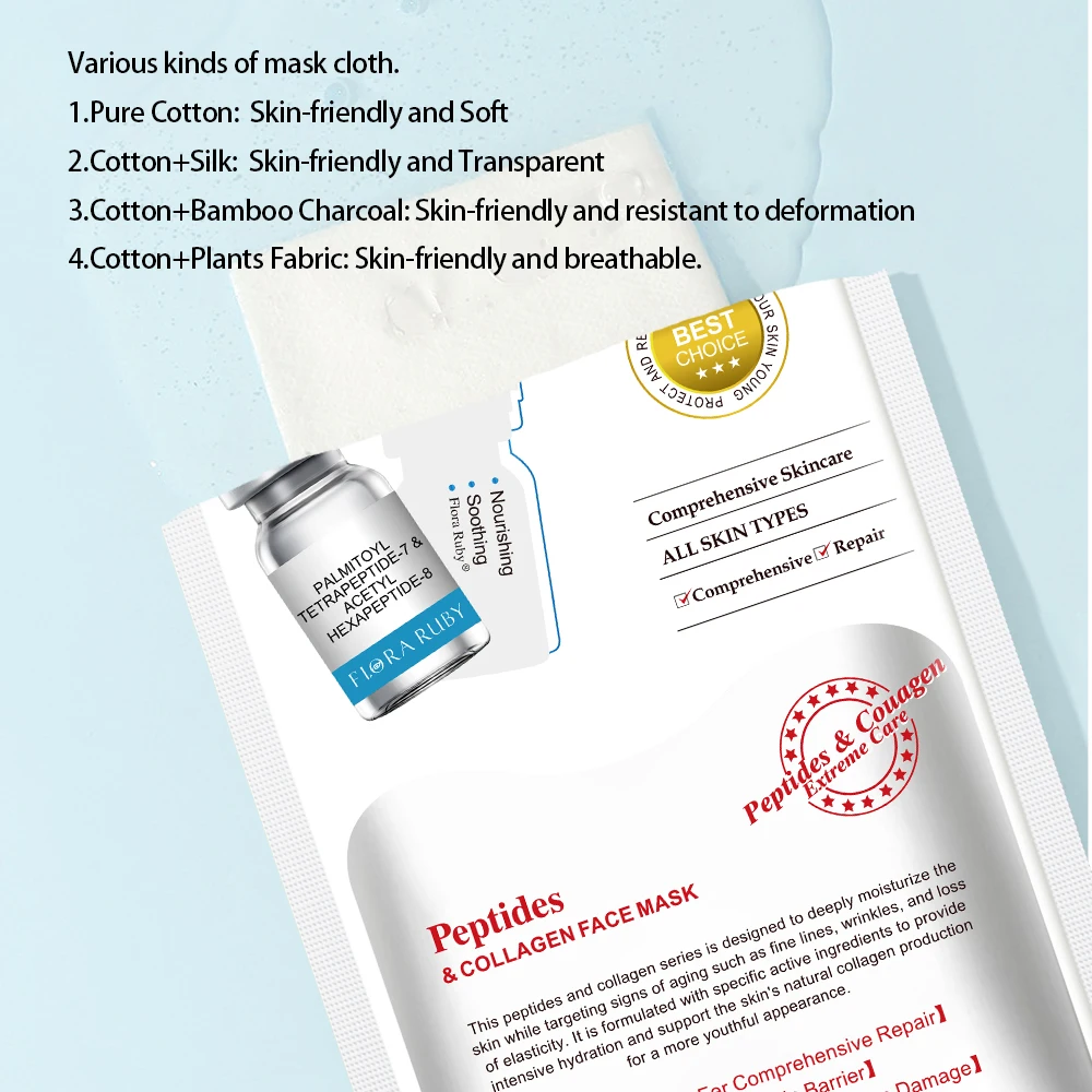 korean vegan collagen peptide repair beauty sheet face mask deep Moisturizing skincare facial mask hydrating skin care mask