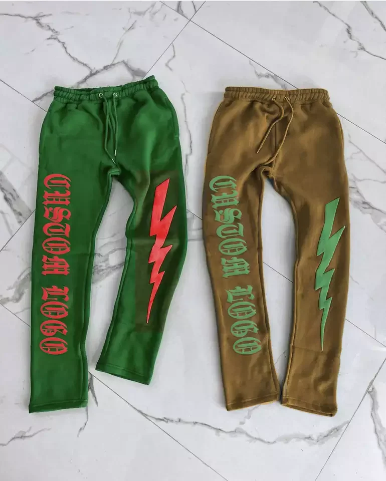 wholesale High Quality 100% Cotton Custom LOGO Loose Puff Print Graphic Trousers Jogger Track Sweat Pants Sweatpants Mens Jogger