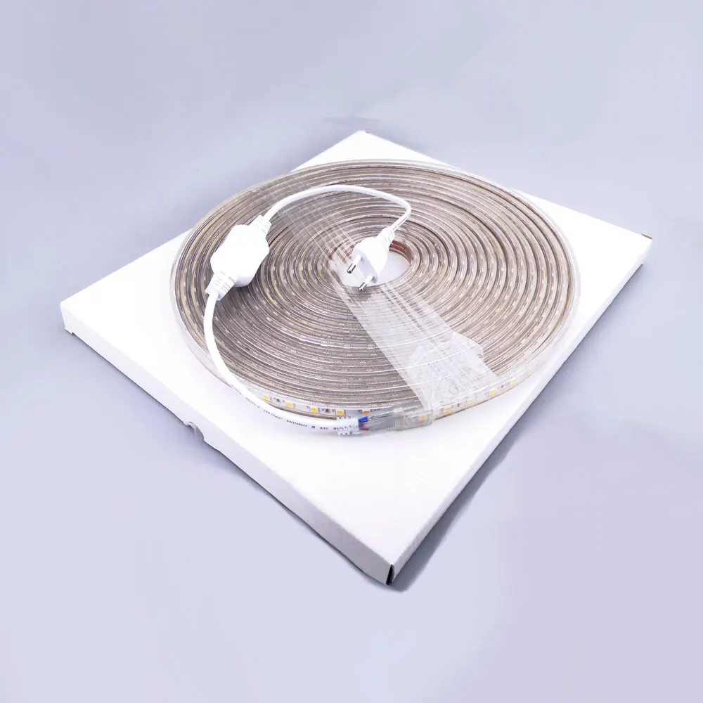 16.4ft Plug in LED Rope Lights, 600 Daylight White LEDs, 110V-240V, 2 Wire, Waterproof, Connectable Indoor/Outdoor Use LED Strip